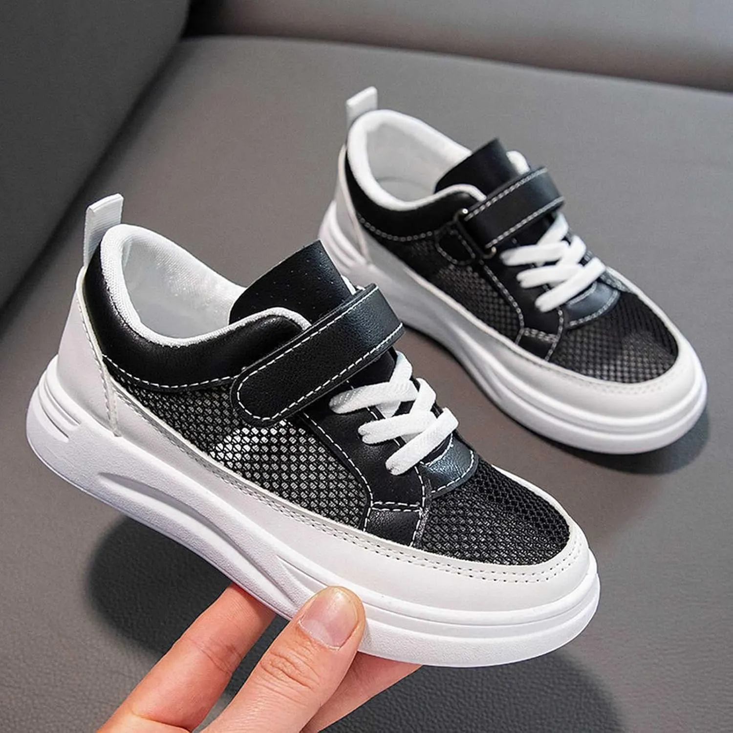 5‐12years Baby Baby First Walking Sneakers Girls Boys Lightweight Breathable Mesh First Shoes with Lace