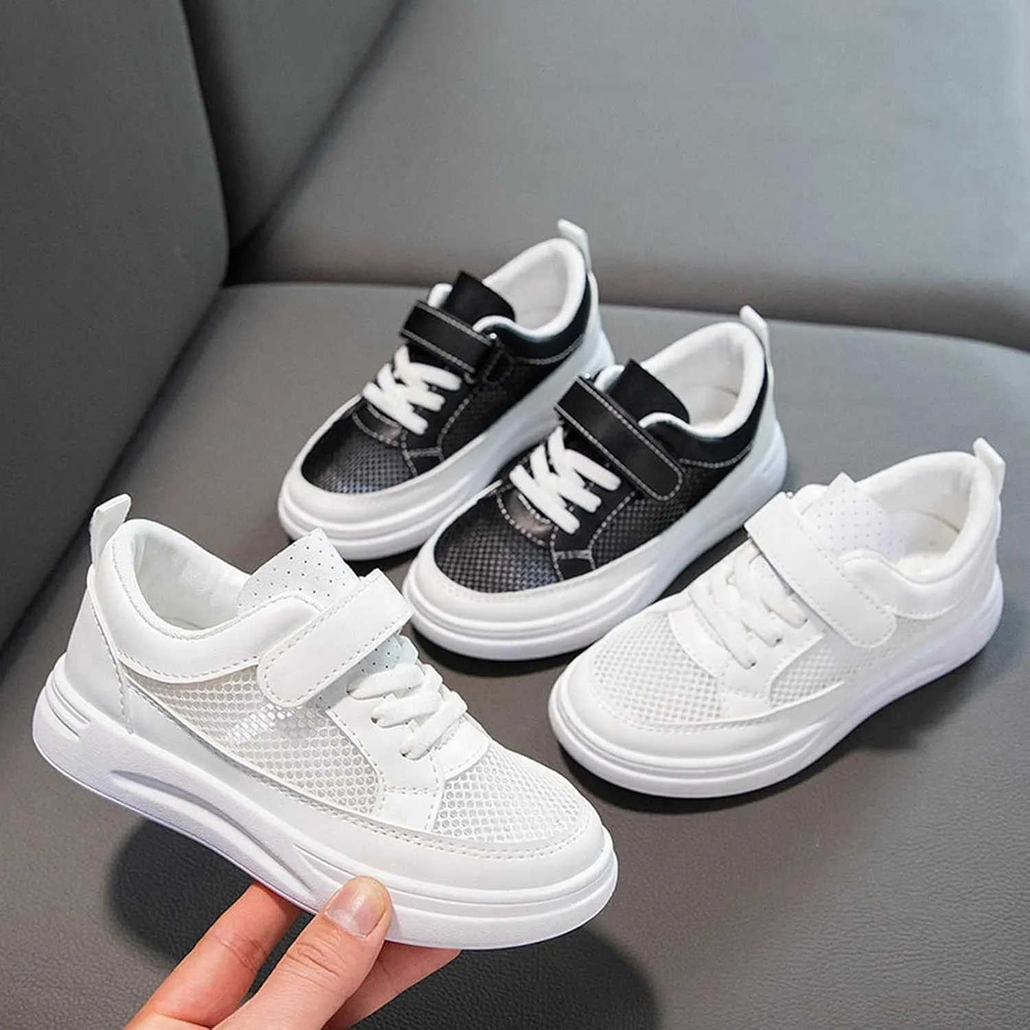 5‐12years Baby Baby First Walking Sneakers Girls Boys Lightweight Breathable Mesh First Shoes with Lace