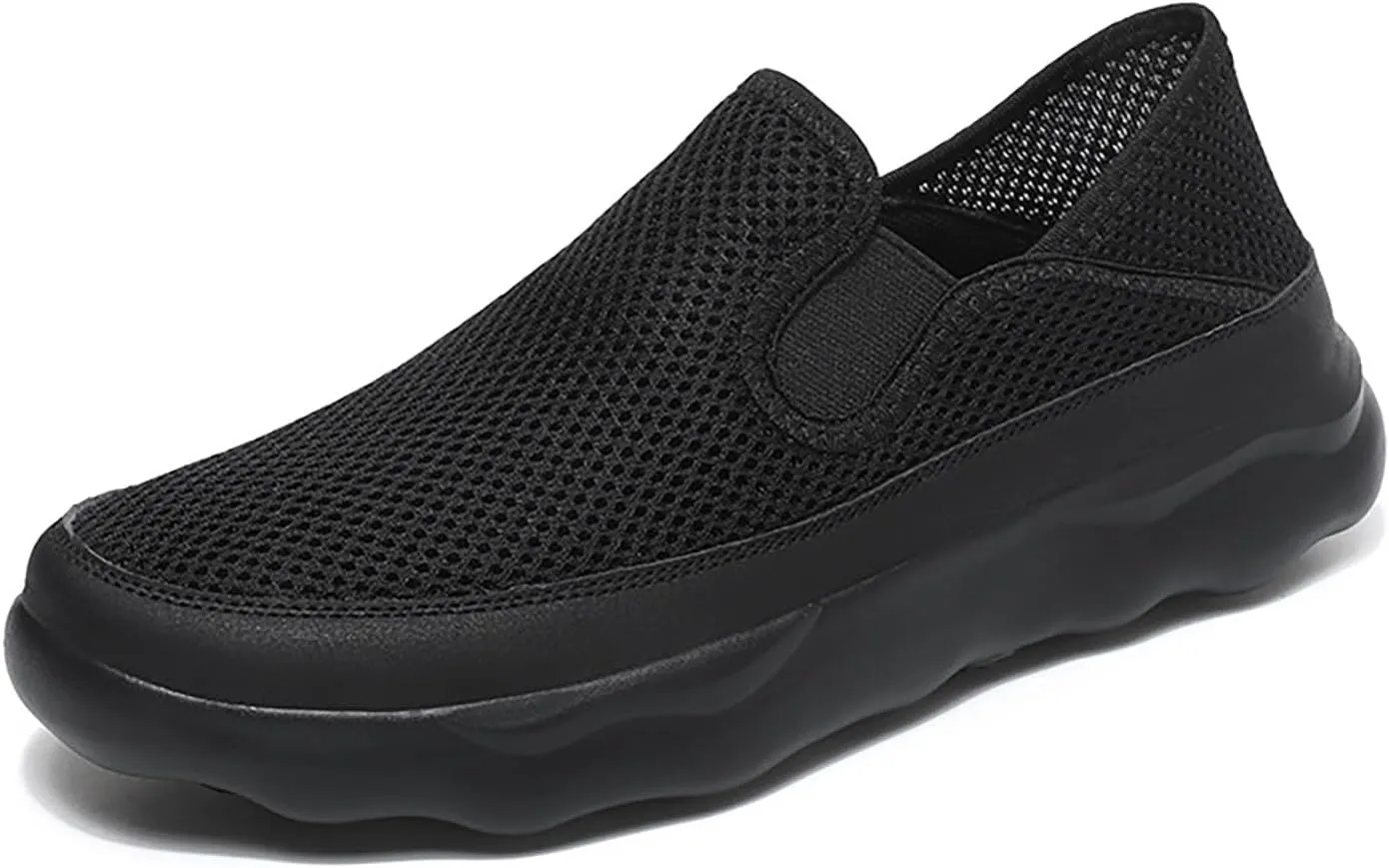 Arch Support Non Slip Minimalist Shoes for Men Breathable Elastic Fly Woven Mesh Sneaker Versatile Elderly Shoes