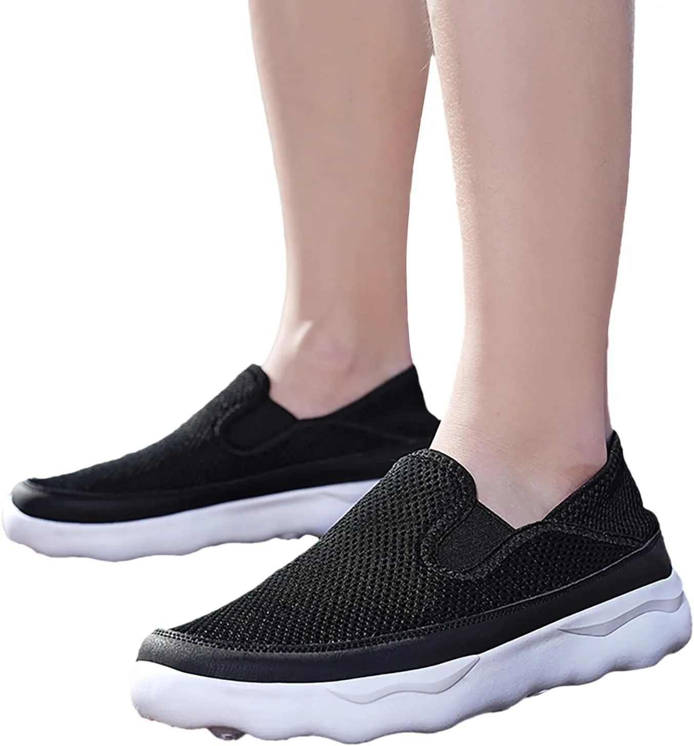 Arch Support Non Slip Minimalist Shoes for Men Breathable Elastic Fly Woven Mesh Sneaker Versatile Elderly Shoes