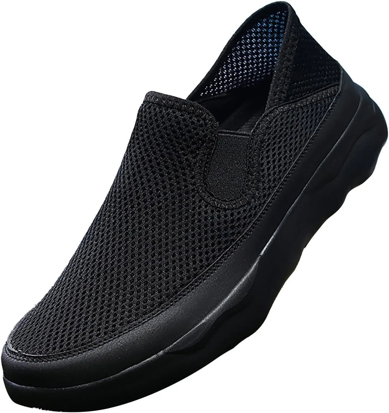 Arch Support Non Slip Minimalist Shoes for Men Breathable Elastic Fly Woven Mesh Sneaker Versatile Elderly Shoes