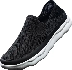 Arch Support Non Slip Minimalist Shoes for Men Breathable Elastic Fly Woven Mesh Sneaker Versatile Elderly Shoes