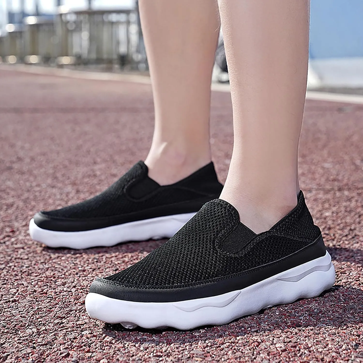 Arch Support Non Slip Minimalist Shoes for Men Breathable Elastic Fly Woven Mesh Sneaker Versatile Elderly Shoes