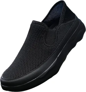 Arch Support Non Slip Minimalist Shoes for Men Breathable Elastic Fly Woven Mesh Sneaker Versatile Elderly Shoes