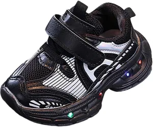 Baby Boys Mesh Glitter Sneaker Open Toe Light Up Sport Shoes Toddler Sole Non Slip Breathable First Walking Shoes