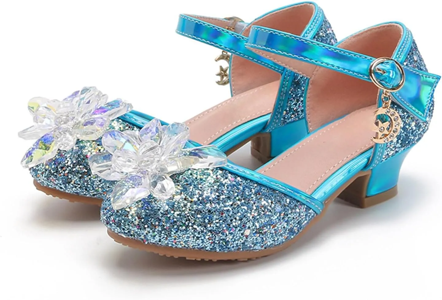 Baotou Shoes Glass Flower Sequins Children's Performance High Heels Little Girl Sandals Kid White Sandals for Girls