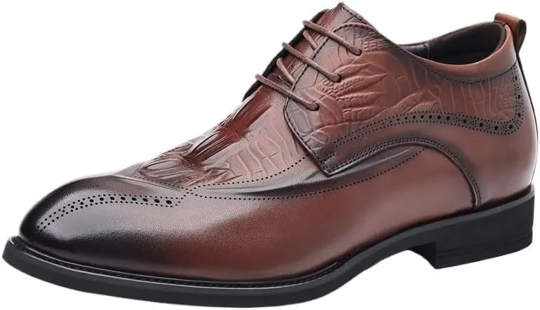 Black Lace Up Business Wedding Oxfords Men's Invisible Height Increasing Leather Shoes Luxury Formal Tuxedo Dress Shoes