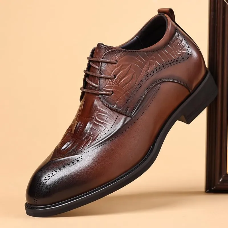 Black Lace Up Business Wedding Oxfords Men's Invisible Height Increasing Leather Shoes Luxury Formal Tuxedo Dress Shoes