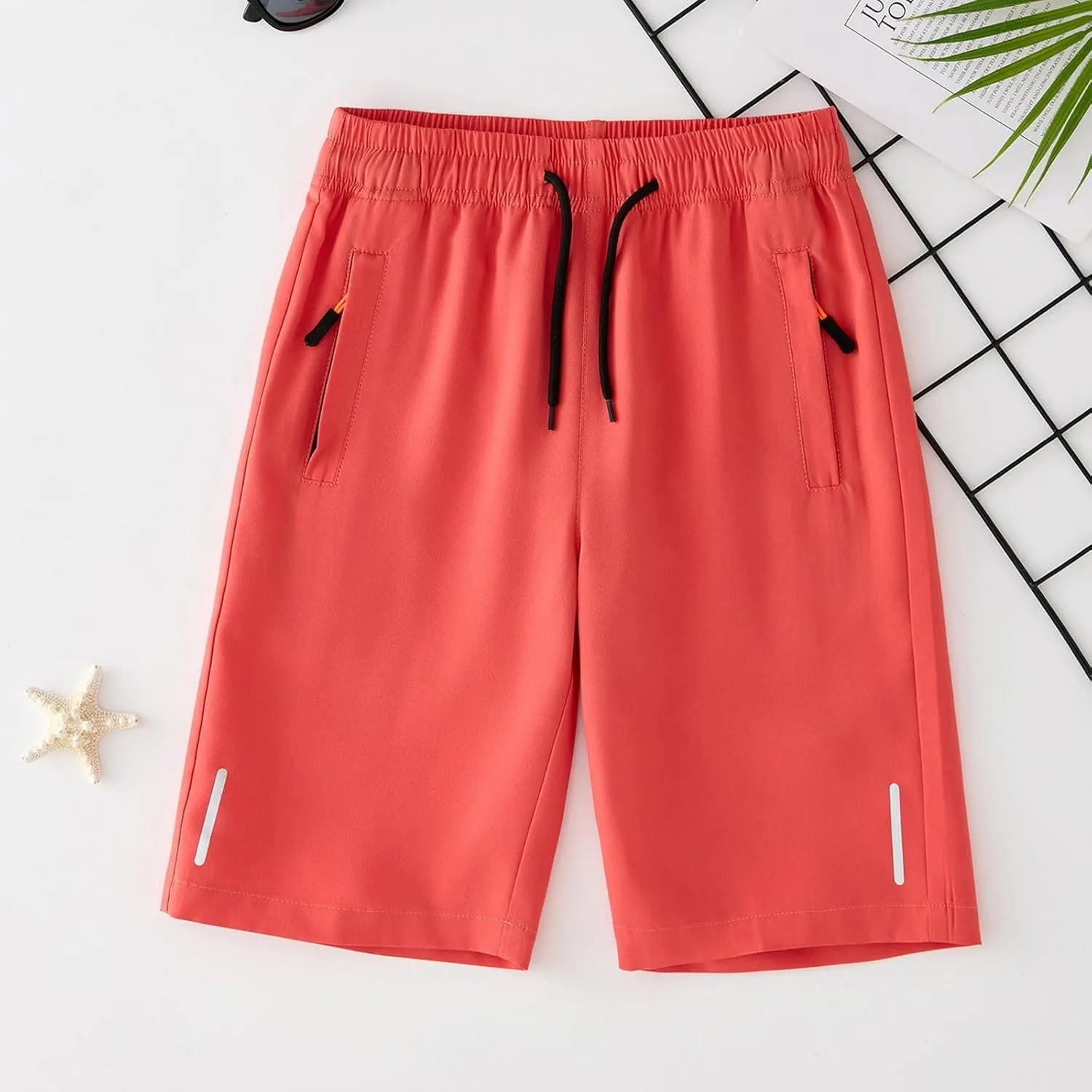 Boys Quick Dry Running Shorts Athletic Gym Lightweight Outdoor Hiking Sport Short Casual Elastic Waist Pull On Jogger