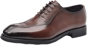 British Style Luxury Crocodile Pattern Leather Shoes Fashionable Vintage Men Height Increase Dress Shoes Formal Business Lace Up Oxfords