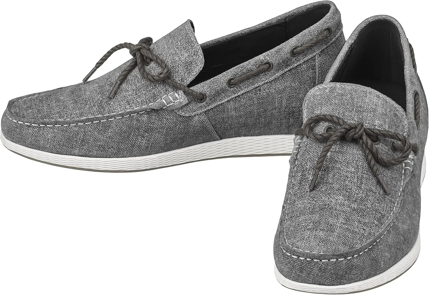 CALTO Men's Invisible Height Increasing Elevator Shoes - Grey Denim Slip-on Lightweight Casual Loafers - 2.4 Inches Taller - S1101 - Size 7.5 D(M) US