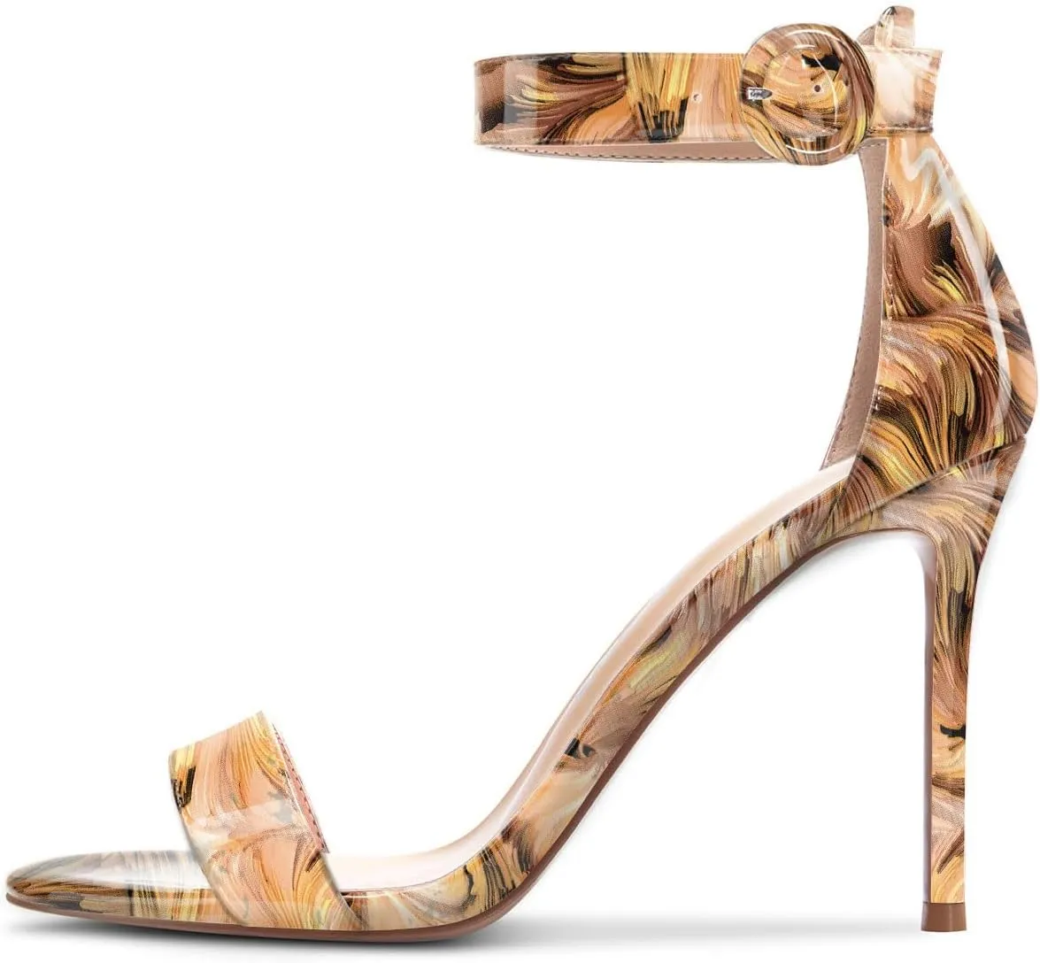 Castamere Womens High Heels Sandals Buckle Ankle Strap Open Toe Basic 10CM Stilettos Sandal