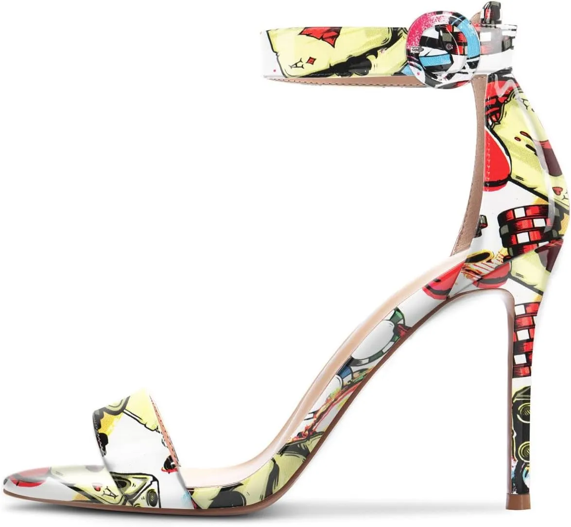 Castamere Womens High Heels Sandals Buckle Ankle Strap Open Toe Basic 10CM Stilettos Sandal