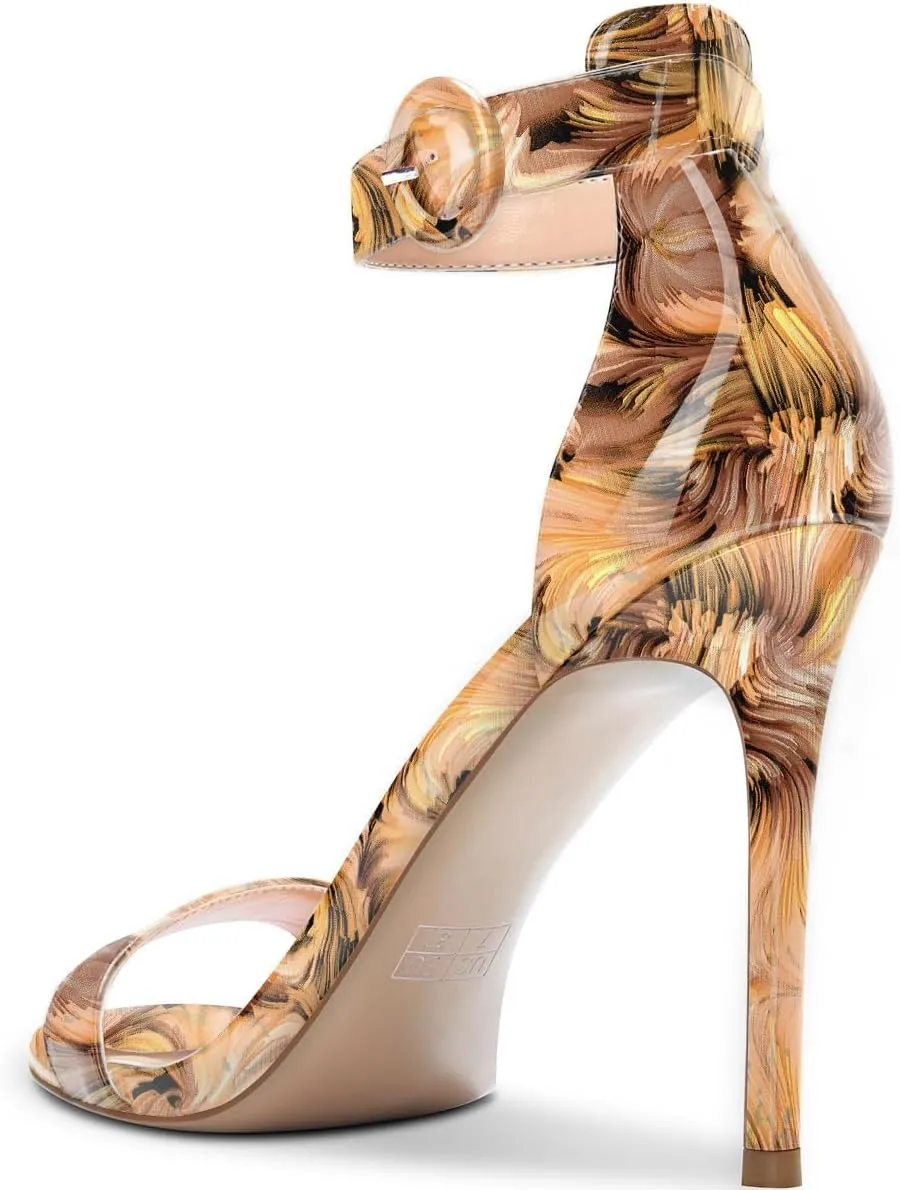 Castamere Womens High Heels Sandals Buckle Ankle Strap Open Toe Basic 10CM Stilettos Sandal