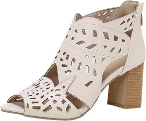 Chunky Platform Heels Block Heeled Sandals High Heeled Hollowed Out Large Size Pointed Head Fish Head Sandals