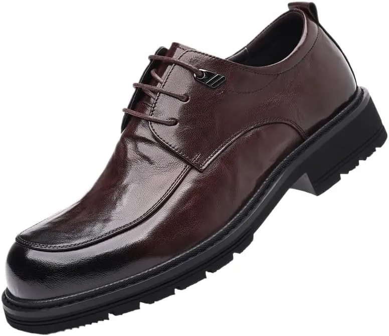 Classic Business Dress Men Shoes British Style Height Increase Oxford Fashionable All-Match Lace-up Leather Shoes