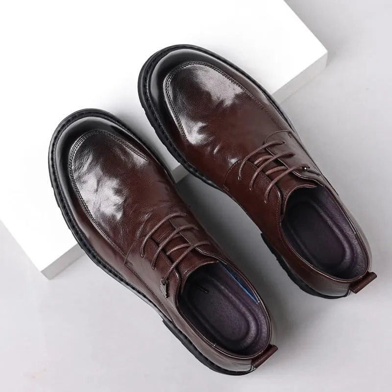 Classic Business Dress Men Shoes British Style Height Increase Oxford Fashionable All-Match Lace-up Leather Shoes