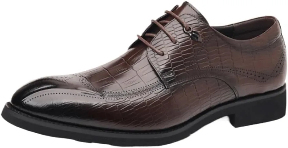 Classic Men Lace-up Moccasins Fashionable Height Increase Leather Shoes Luxury Round Head Breathable Oxford Shoes