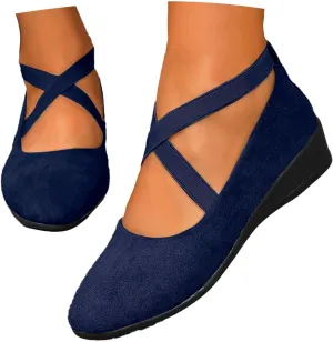 Closed Toe Sandals For Women 2025 Comfortable Dressy Casual Shoes With Elastic Ankle Strap Slip-On Ballet Flats