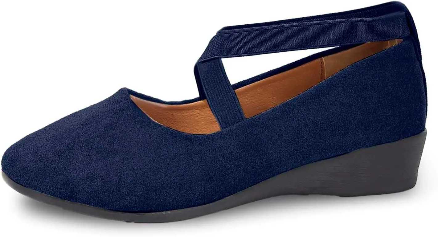 Closed Toe Sandals For Women 2025 Comfortable Dressy Casual Shoes With Elastic Ankle Strap Slip-On Ballet Flats