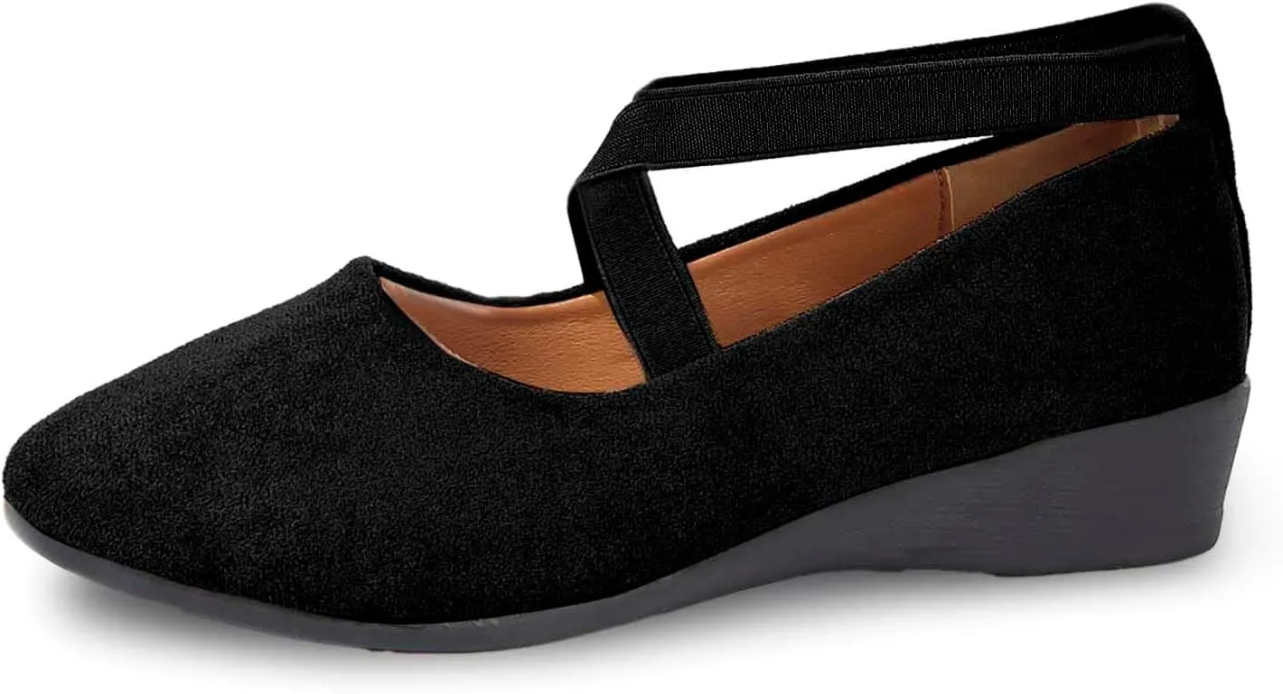 Closed Toe Sandals For Women 2025 Comfortable Dressy Casual Shoes With Elastic Ankle Strap Slip-On Ballet Flats