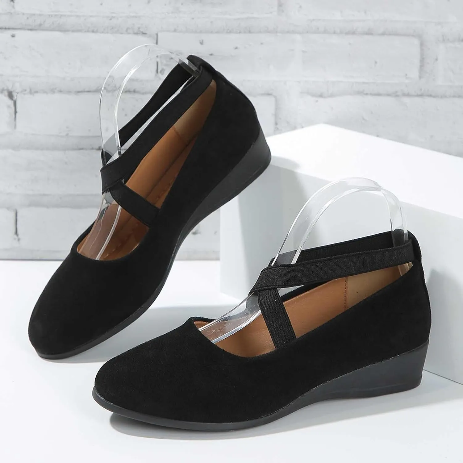 Closed Toe Sandals For Women 2025 Comfortable Dressy Casual Shoes With Elastic Ankle Strap Slip-On Ballet Flats