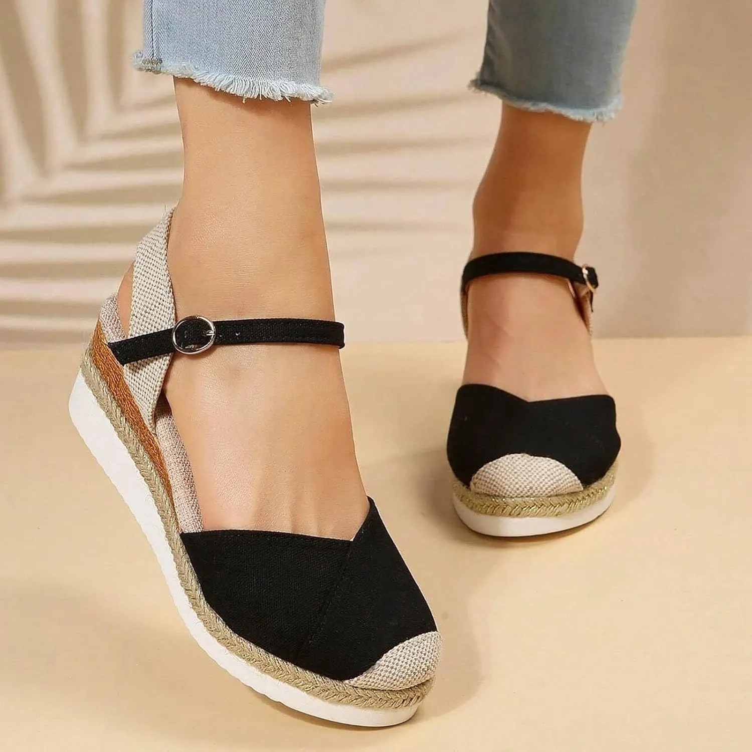 Closed Toe Sandals Women with Ankle Strap Platform Casual Shoes Dressy Slide Slippers Beach Outdoor Walking Sandals
