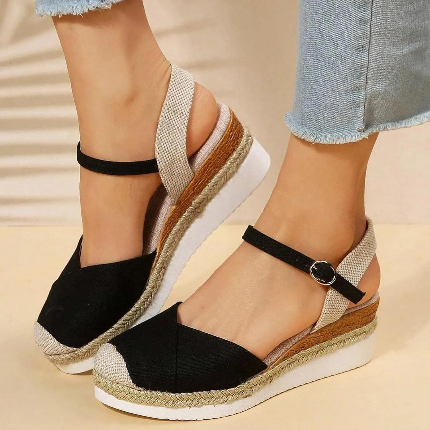 Closed Toe Sandals Women with Ankle Strap Platform Casual Shoes Dressy Slide Slippers Beach Outdoor Walking Sandals
