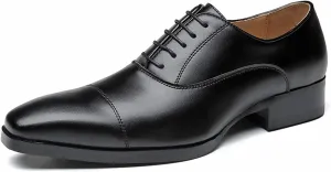 Comodish Dress Oxford Shoes for Men Lace Up Derby Shoes Round Burnished Toe Leather Block Heel Slip Resistant Anti-Slip Non Slip Party Formal Oxford