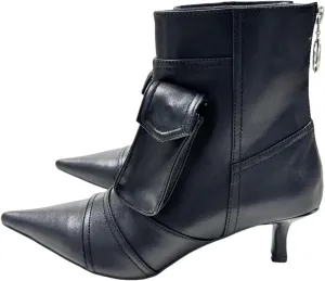 Denim Boots for Women Short Ankle Jeans Booties Kitten Low Heel Boots Womens Pointed Toe Boot With Zipper Fashion Casual Shoes