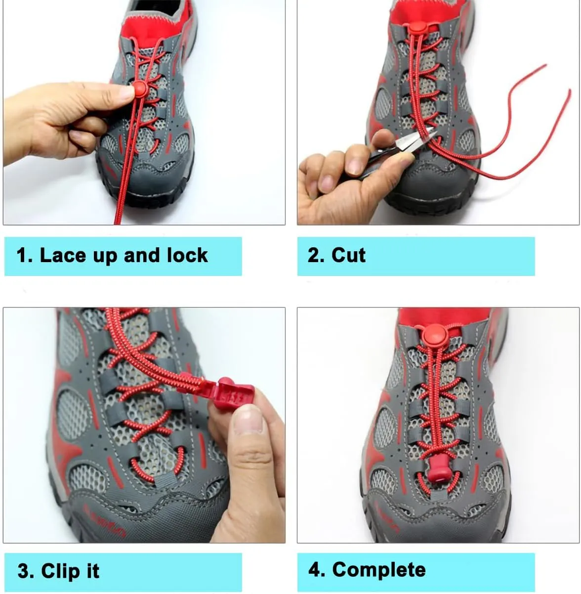 Elastic No Tie Shoelaces, Tieless Shoe Laces for Kids Adults with Strong Lock