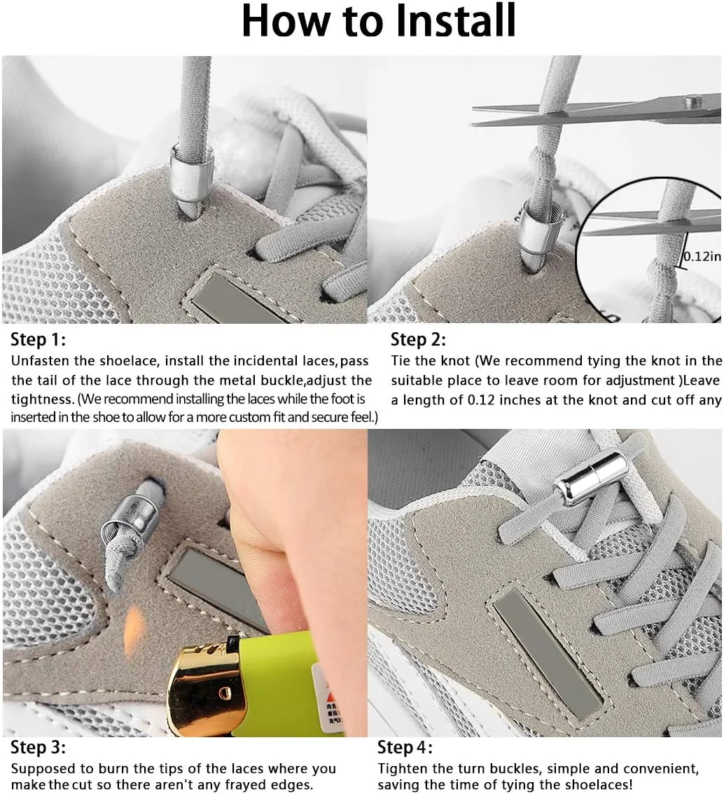 Elastic Shoe Laces for Kids and Adults Sneakers,Elastic No Tie Shoelaces