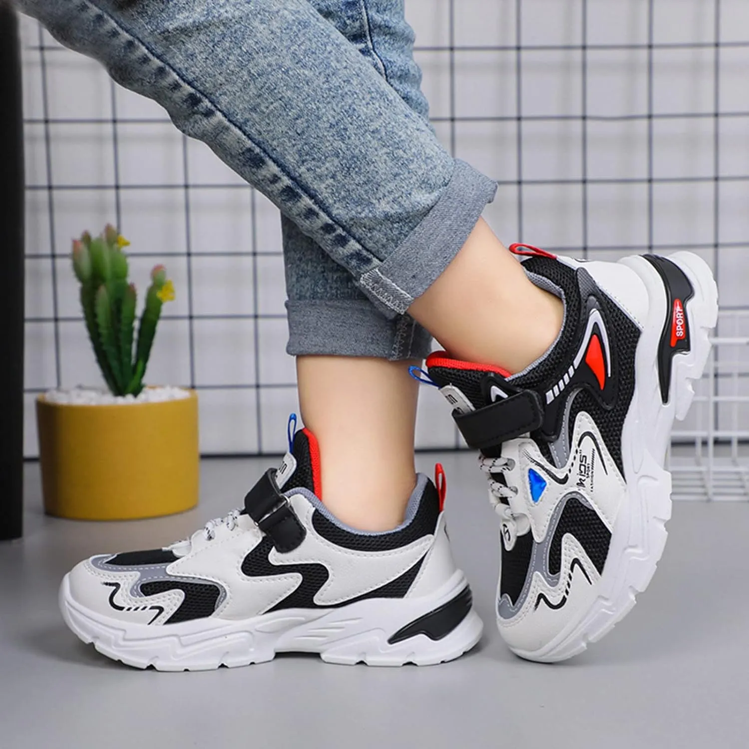 Fashion All Seasons Children Sports for Boys and Girls Flat Bottoms Non Slip Lightweight Mesh Breathable 4y Shoes