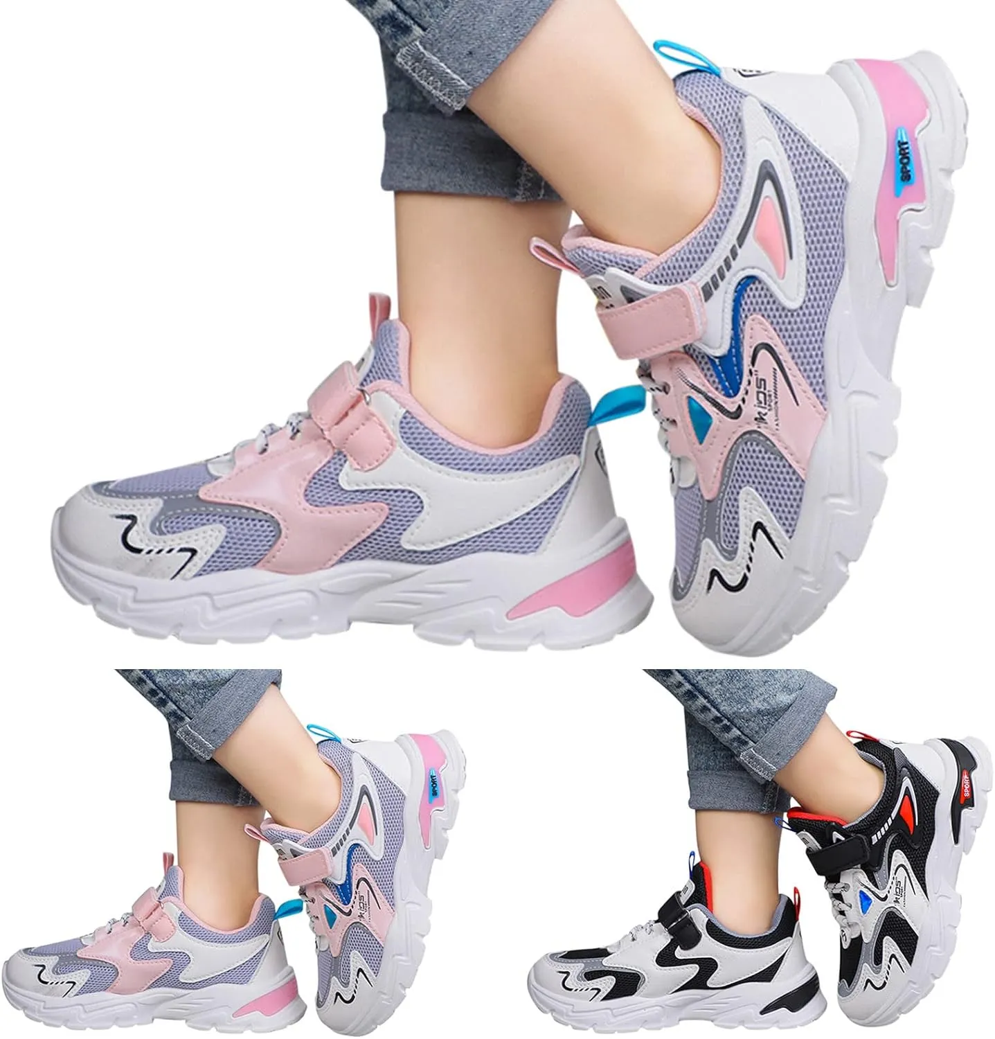 Fashion All Seasons Children Sports for Boys and Girls Flat Bottoms Non Slip Lightweight Mesh Breathable 4y Shoes