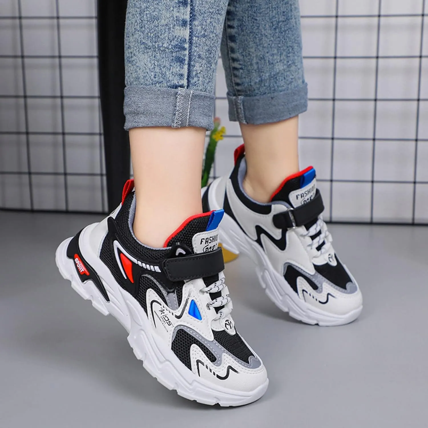Fashion All Seasons Children Sports for Boys and Girls Flat Bottoms Non Slip Lightweight Mesh Breathable 4y Shoes