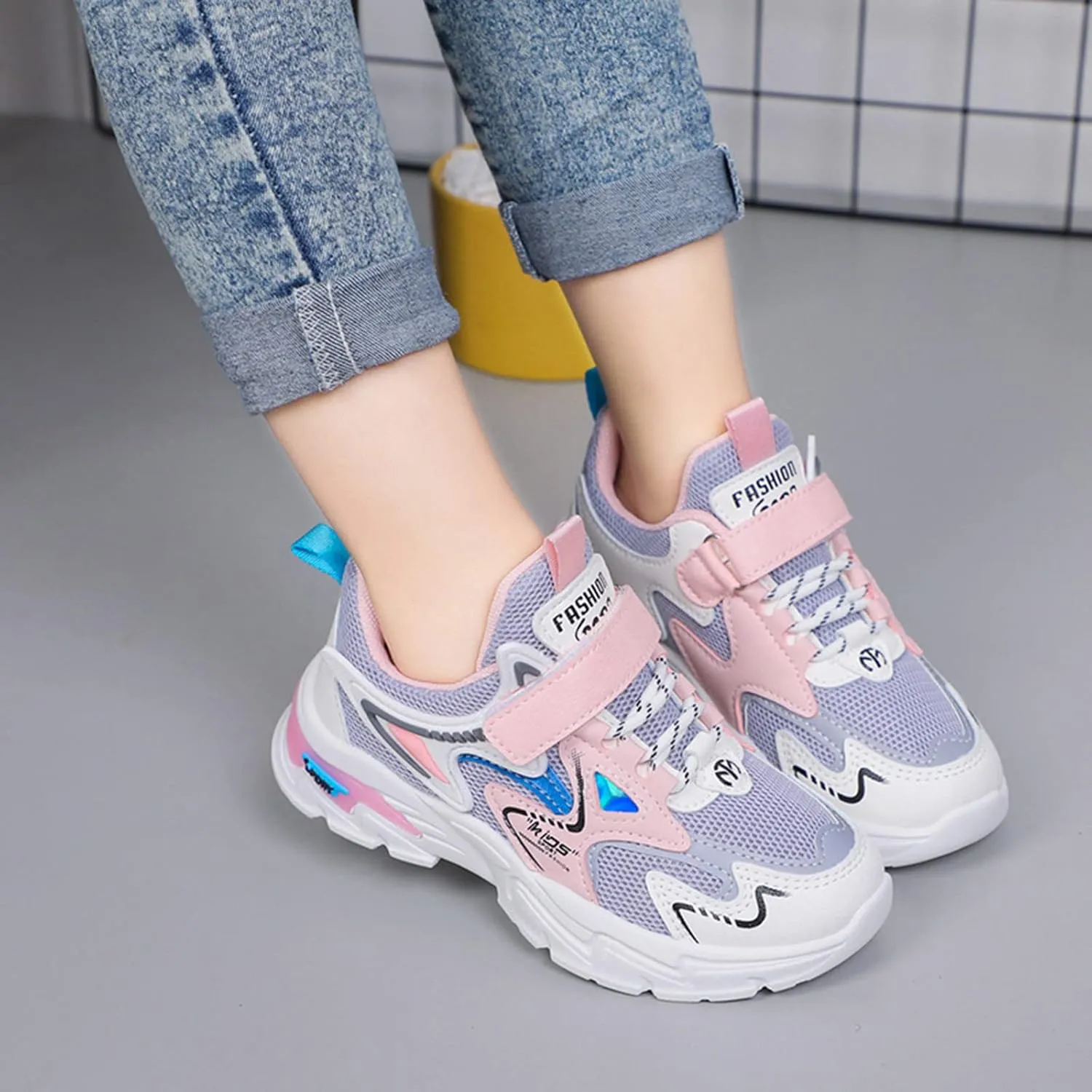 Fashion All Seasons Children Sports for Boys and Girls Flat Bottoms Non Slip Lightweight Mesh Breathable 4y Shoes
