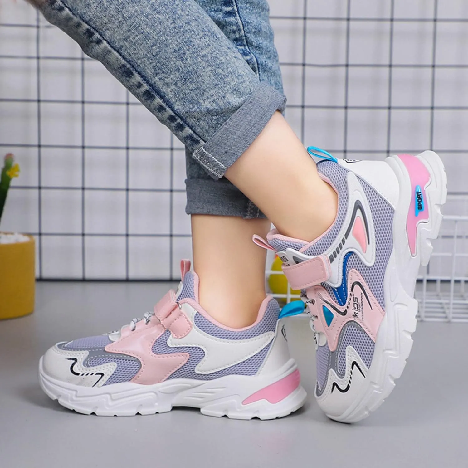 Fashion All Seasons Children Sports for Boys and Girls Flat Bottoms Non Slip Lightweight Mesh Breathable 4y Shoes
