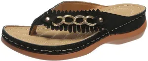 Flip Flops for Women Summer 2025 Fashion Boho Breathable Mesh Hollow Wedge with Arch Support Womens Sandals Trendy Casual Walking Slippers Summer Dressy Beach Non Slip Flip Flops Sandals 2025