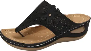 Flip Flops for Women Summer Arch Support Orthopedic Sandals Fashion Hollow Flower Breathable Slippers Comfort Plantar Fasciitis Slip on Flat Sandals All Day Comfort