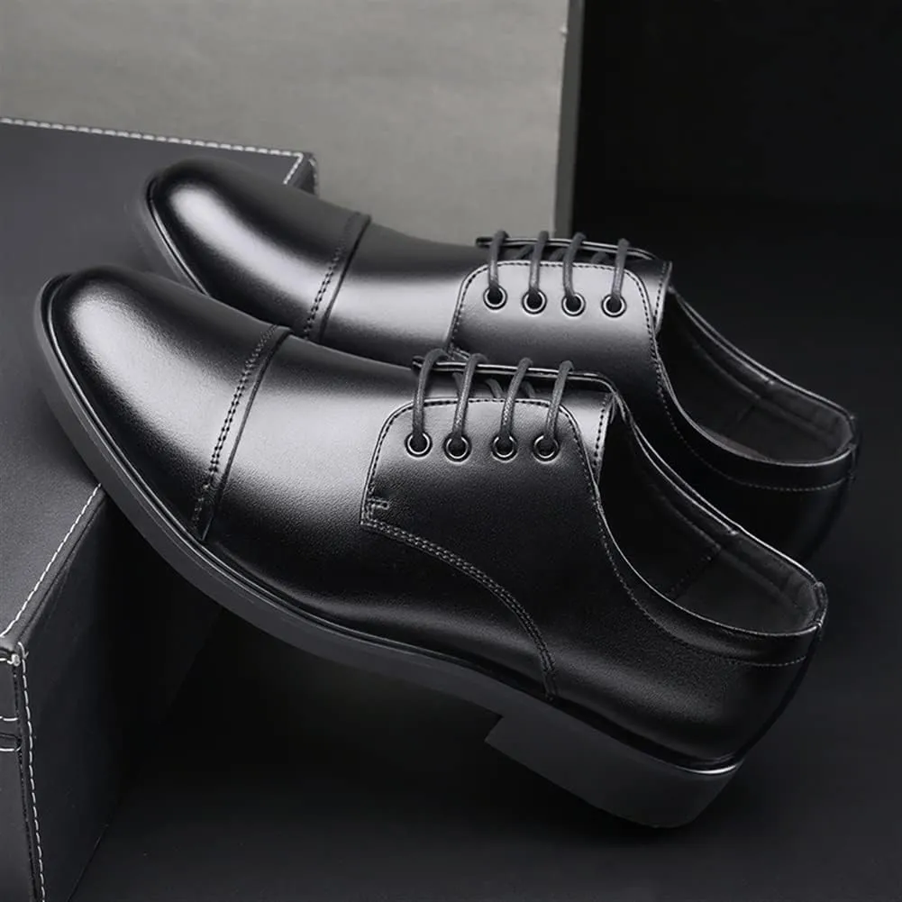 Formal Shoes Dress Oxford for Men Lace Up Cap Toe Derby Shoes PU Leather Block Heel Non Slip Rubber Sole Slip Resistant Anti-Slip Business