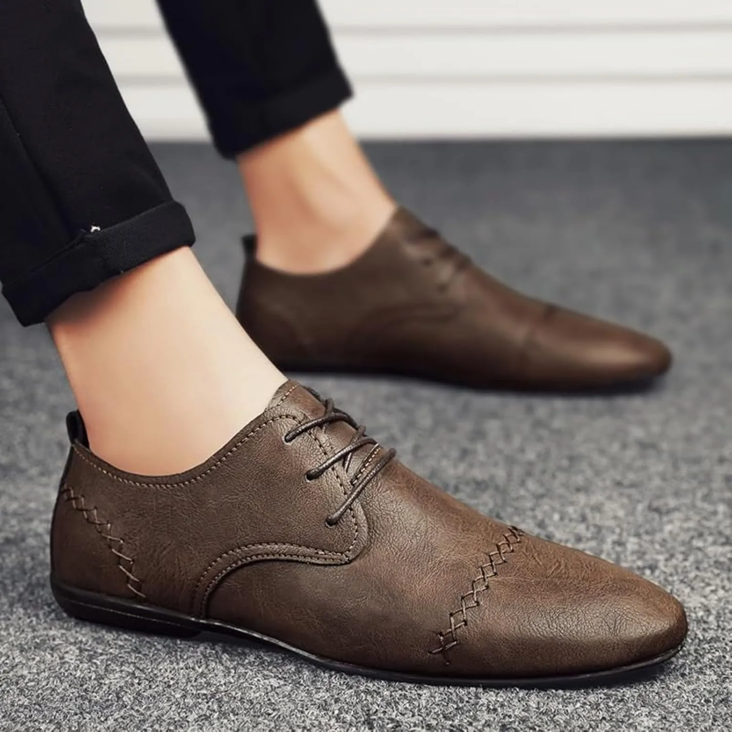 Formal Shoes Men Classic Patent Leather Shoes for Men Business Casual Formal Shoes Office Work Low Top Dress Shoes Office Work Low Top Dress Shoes