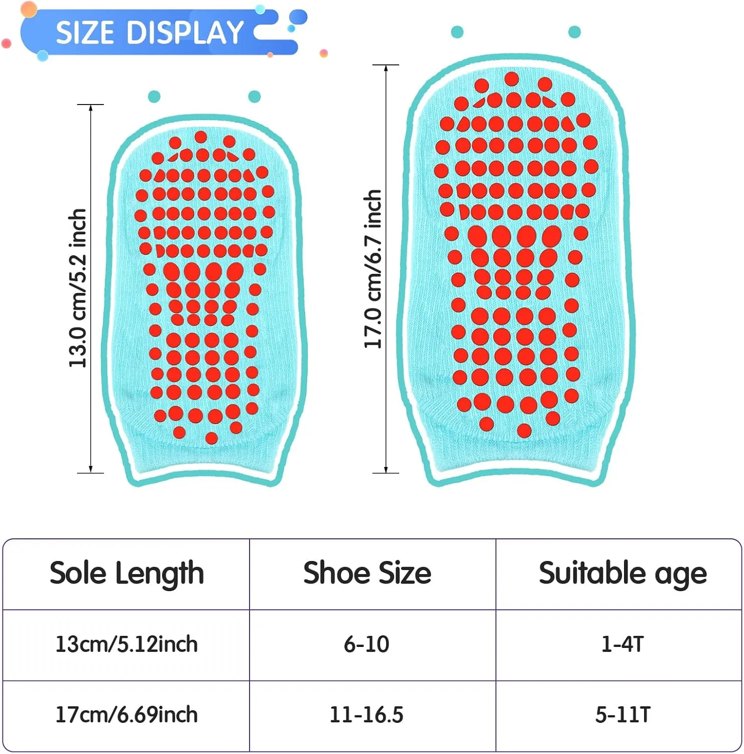 Geyoga 12 Pairs Non Slip Socks Ankle Grip Anti Skid Socks for Boys Toddlers Girl