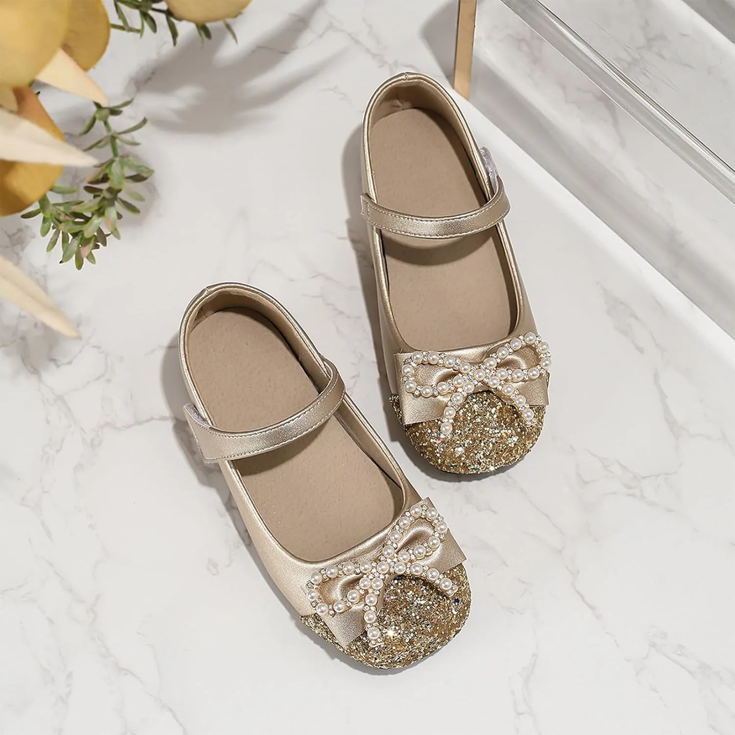 Girls' Chunky High Heels Shoes Bowknot Mary Jane Performance Shallow Mouth Children's Leather Shoes Girl Sandals Size 3