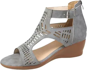Gladiator Sandals for Women Cut Out Chunky Hight Heels Dressy Open Toe Wedges Shoes Zipper Beach Outdoor Dress Shoes