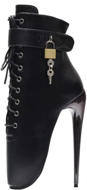 High Heels 18CM Ballet Boots Metal Heeled Locking,Matte-black-13