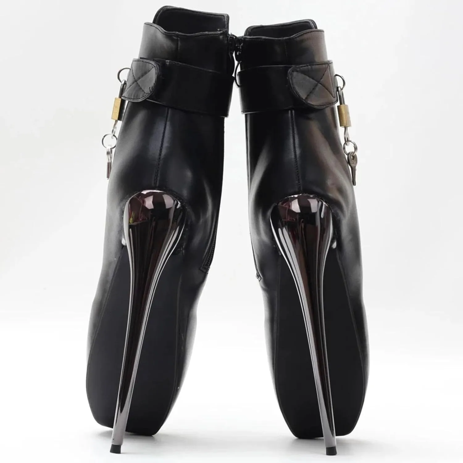 High Heels 18CM Ballet Boots Metal Heeled Locking,Matte-black-13