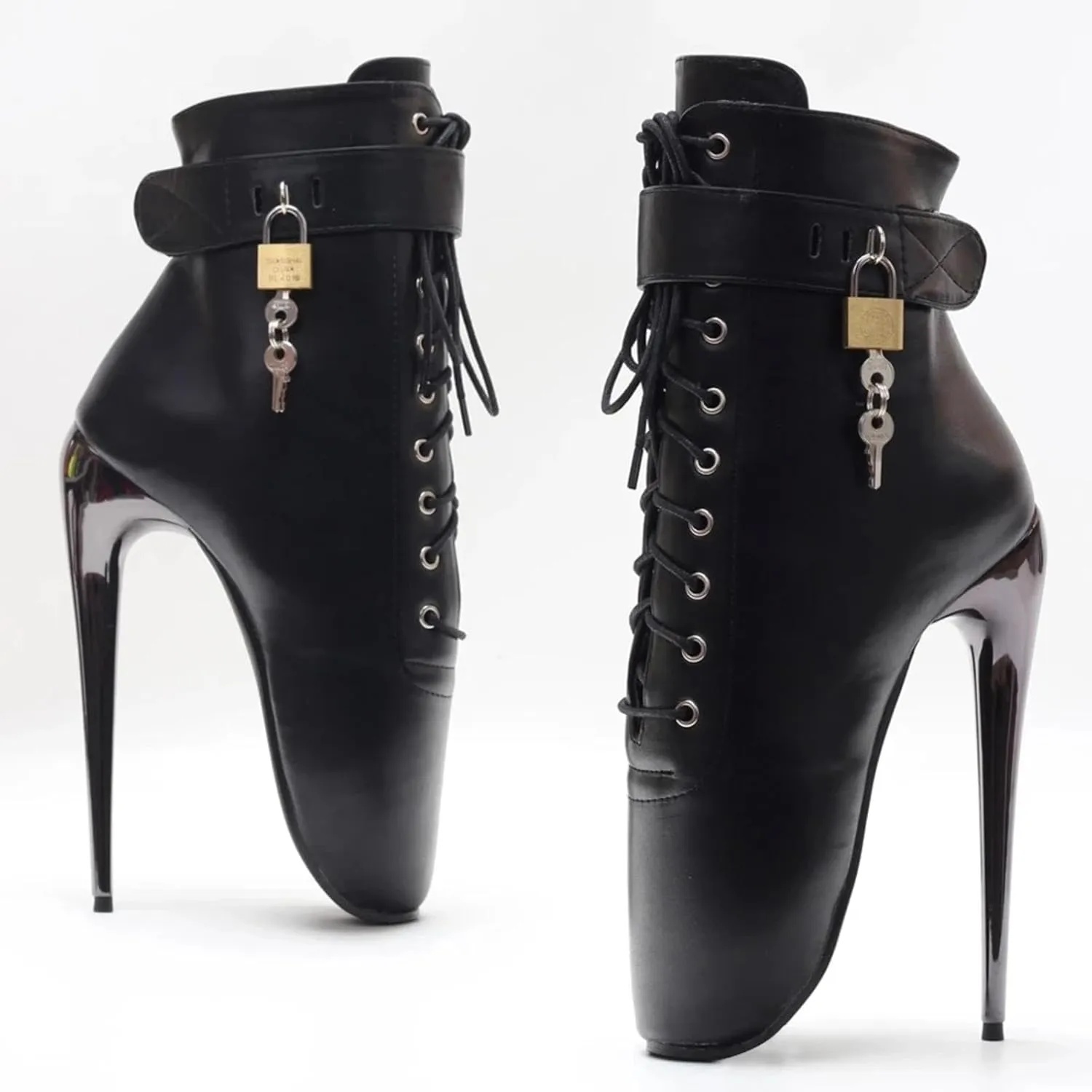 High Heels 18CM Ballet Boots Metal Heeled Locking,Matte-black-13