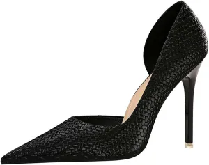 JOEupin Womens Elegant Pointy Toe High Heels Pumps D'Orsay Slip On Stilettos Heeled Party Dress Shoes