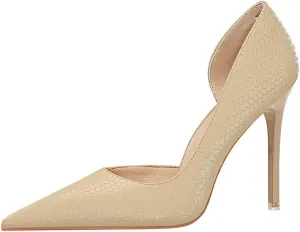 JOEupin Womens Elegant Pointy Toe High Heels Pumps D'Orsay Slip On Stilettos Heeled Party Dress Shoes
