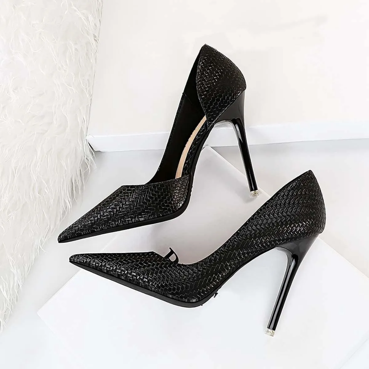 JOEupin Womens Elegant Pointy Toe High Heels Pumps D'Orsay Slip On Stilettos Heeled Party Dress Shoes